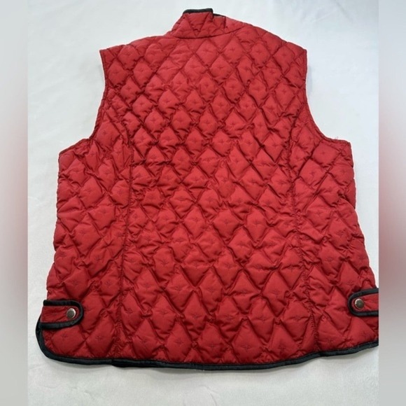Eddie Bauer Premium Goose Down Brick Red Zippered Pockets Vest Womens Size L - Picture 3 of 5